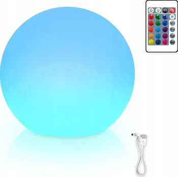 Venkovní osvětlení ZAHRADNÍ LED LAMPA | Solární koule RGB 30 cm | zapichovací zemní bílá mléčná