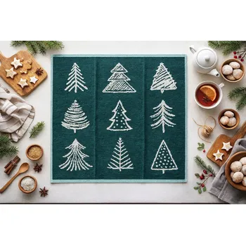 Utěrka Vánoční ručník na ruce do koupelny kuchyňský 50x50 zelený se stromečky