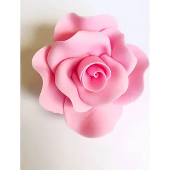 Jedlá dekorace na dort Cukrová růže velká růžová (9 ks) ▹