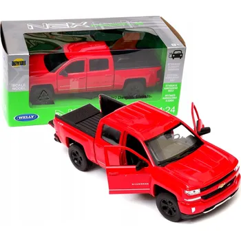 autíčko Auto pickup Chevrolet Silverado 2017 model Welly v měřítku 1:24, červený