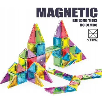 ostatní stavebnice SADA 107 MAGNETICKÝCH KOSTEK - ROZVÍJÍ KREATIVITU A PŘEDSTAVIVOST!