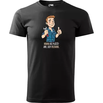 Pánské tričko Sablio Tričko s potiskem pro mechanika Hrdina bez pláště? Ano, jsem mechanik - černé 2XL