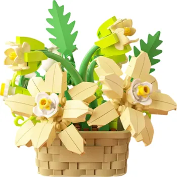 ostatní stavebnice Mikro model narcisů 73 x 75 x 74 mm 181 ks Kreativní stavebnice roztomilých žlutých květů v květináči Moderní dekorace do pokoje pro děti i dospělé