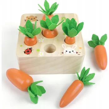Dřevěná hračka Montessori Hračka Třídič Kostek Dřevěná Mrkev