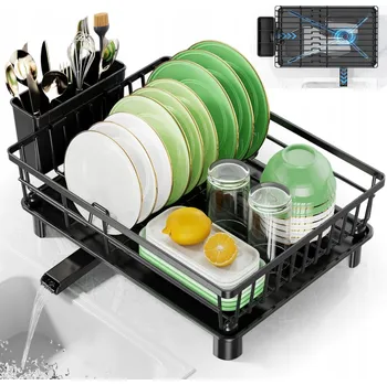 Odkapávač na nádobí VELKÝ ODKAPÁVAČ NA NÁDOBÍ ČERNÝ S TÁCEM STOJÍCÍ