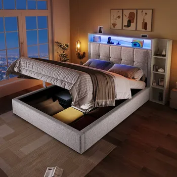 Postel Jednolůžková dřevěná postel Arhatreya 90x200, béžové odstíny