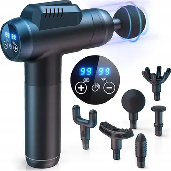 Masážní přístroj MASÁŽNÍ PISTOLE NA ZÁDA, SVALY A TĚLO MASÁŽNÍ PŘÍSTROJ MASSAGE GUN SE 6 NÁSTAVCI