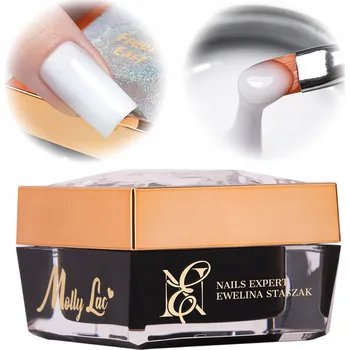 Lak na nehty Stavební Gel Na Prodlužování nehtů MOLLYLAC 15g Freeze Easy Milky Bílá