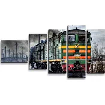 Obraz Sablio Obraz - 5-dílný Lokomotiva - 100x60 cm