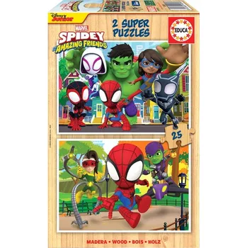 Puzzle Educa Dřevěné puzzle Spidey a jeho úžasní přátelé 2x25 kusů