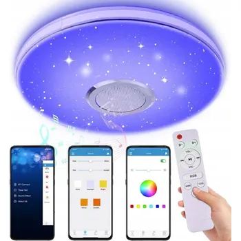 STROPNÍ SVÍTIDLO RGB S BLUETOOTH REPRODUKTOREM LED 60W S DÁLKOVÝM OVLADAČEM A APLIKACÍ