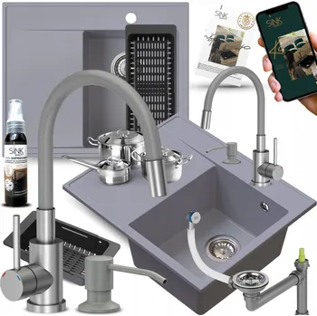 Granitový dřez Jednokomorový granitový dřez Sink Quality STILO šedý