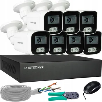 Bezpečnostní kamera Monitorovací sada 7 IP kamer 8MP PoE s mikrofonem a detekcí osob, bez HDD