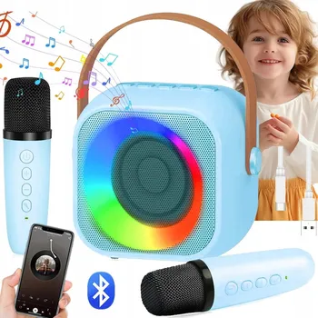 PŘENOSNÝ BLUETOOTH REPRODUKTOR KARAOKE ANKUKA + 2 MIKROFONY PRO DĚTI A NA PÁRTY