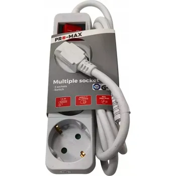 Napájecí kabel ZÁSUVKOVÁ LIŠTA PRO-MAX 3 ZÁSUVKY 1.4M BÍLÁ