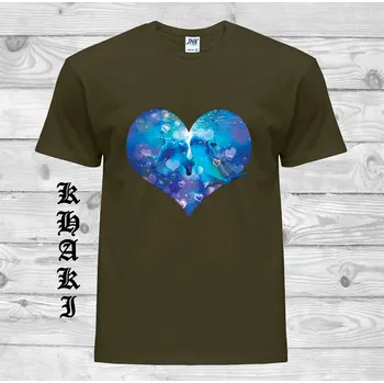 Pánská móda levne-bavlnene-tricko-potisk-nekonecna-laska-delfinu Barva: Khaki, velikost: M