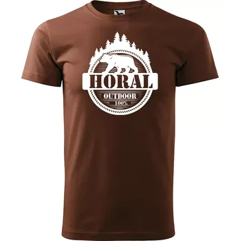 Pánské oblečení Sablio Tričko s potiskem Horal - hnědé S