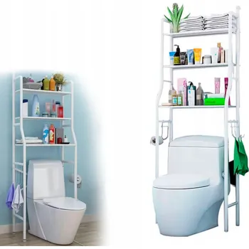 Koupelnový nábytek REGAŁ STOJAK Koupelnový 3 Police Volně stojící nad WC TOALETU BÍLÝ