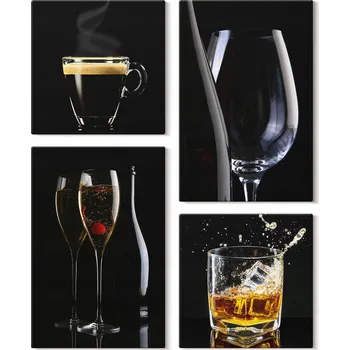 Obraz Galerie Obrazů na Plátně Kolekce na Zeď Whisky Víno Šampaňské Káva Alkohol