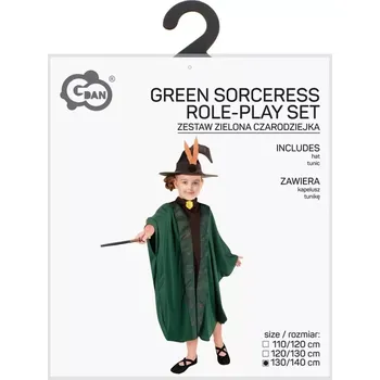 Karnevalový kostým dětský kostým kouzelník/kouzelnice zelený (130–140 cm)