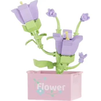 ostatní stavebnice Skládací květina 8,5 x 6,5 x 9 cm Zvonek Dekorativní květ v květináči Mikro cihly 115 ks Jemná květinová dekorace do pokoje pro děti i dospělé