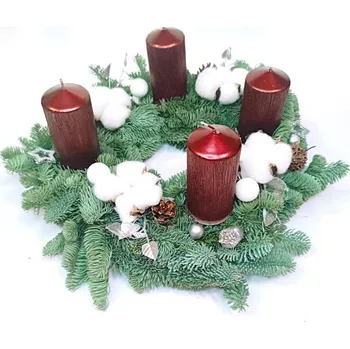 Vánoční dekorace Adventní věnec červeno - stříbrný Ø 30cm