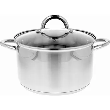 Hrnec HRNEC NA PLYN A INDUKCI NEREZOVÁ OCEL SKLENĚNÁ POKLICE Ø24 cm 5 L