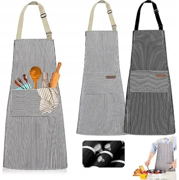 Kuchyňská zástěra SADA 2x KUSŮ KUCHYŇSKÁ ZÁSTĚRA ČERNÁ GASTRONOMIE + Kapsa