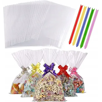 Celofánové sáčky na sladkosti + stuhy 100 kusů
