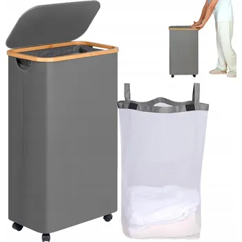 Koš na prádlo VELKÝ KOŠ NA PRÁDLO s víkem a kolečky, ODOLNÝ 75L