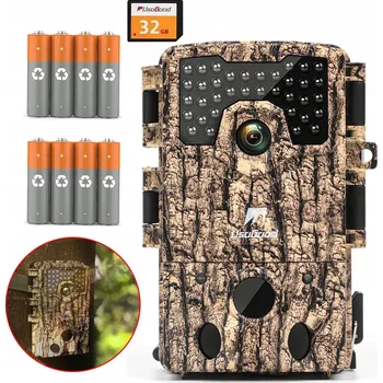 Bezpečnostní kamera LOVEČECKÁ KAMERA 4K 30FPS 48MP, S NOČNÍM VIDĚNÍM, IR, 32GB KARTA A 8AA BATERIE