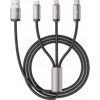 Datový kabel Kabel Tech-protect USB - USB-C / microUSB / Lightning 1 m černý