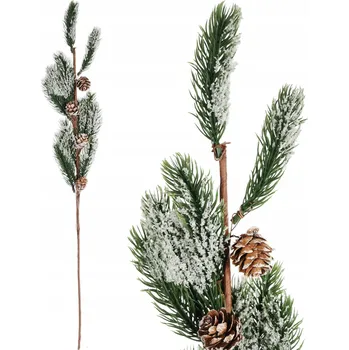 Vánoční dekorace VĚTVIČKA OZDOBNÁ VĚTVIČKA DEKORACE VÁNOCE UMĚLÉ ŠIŠKY 62 CM VÁNOCE