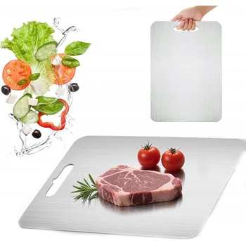 Kuchyňské prkénko Krájecí deska z z nerezové oceli, tloušťka cca 1,7 mm, 46 x 30 cm.