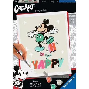Malování podle čísel RAVENSBURGER CreArt – MICKEY MOUSE: H is for Happy, 13 × 18 cm
