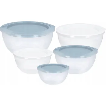 ZESTAW MISEK PLASTIKOWYCH 5 szt wkładane jedna do druhé s šedými víčky