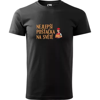 Pánské oblečení Sablio Tričko s potiskem Nejlepší pošťačka na světě - černé L