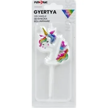 Dortová svíčka Svíčka s jednorožcem číslo 4 ▹
