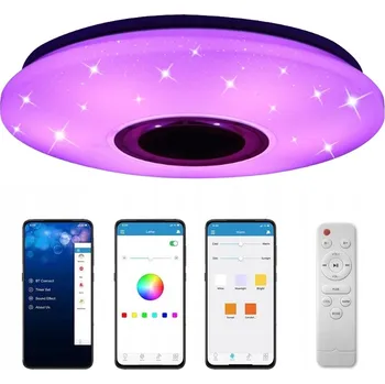 STROPNÍ SVÍTIDLO RGB S BLUETOOTH REPRODUKTOREM LED 60W S DÁLKOVÝM OVLADAČEM A APLIKACÍ