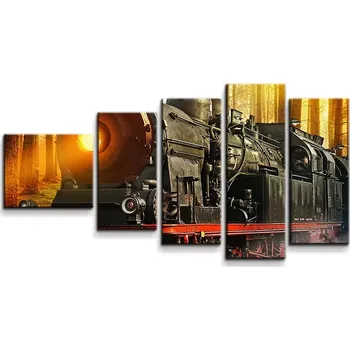 Obraz Sablio Obraz - 5-dílný Lokomotiva 2 - 100x60 cm