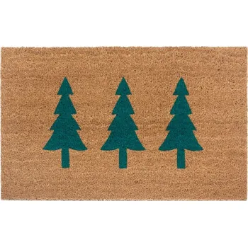 Hrubá kokosová rohožka 45x75 cm vánoční s vánočními stromky, vstupní rohož