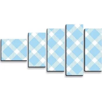 Obraz Sablio Obraz - 5-dílný Modrobílé čtverce - 100x60 cm