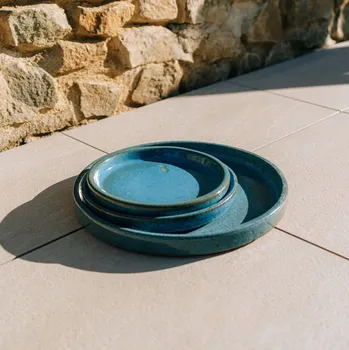 Květináč Keramický květináč, modrý, průměr 19 cm