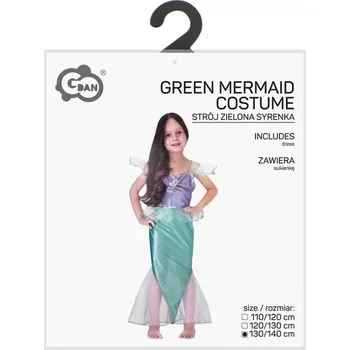 Karnevalový kostým dětský kostým mořská víla – zelené šaty 130–140 cm