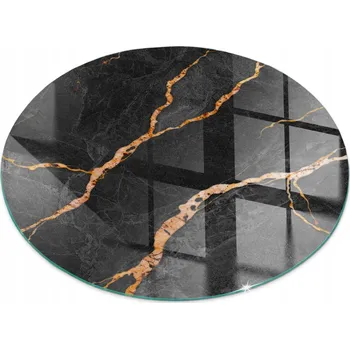 Obraz Skleněná podložka pod Kamna s S Potiskem, elegantní mramor se žilkami, ⌀ 50 cm