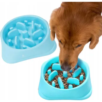 Miska pro psa Jedna miska pro psy zpomalující jedení, plastová, odstíny modré, 0,6 l
