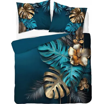 Povlečení Povlečení Holandská 160x200 Květiny MonsteraTyrkysová Holland