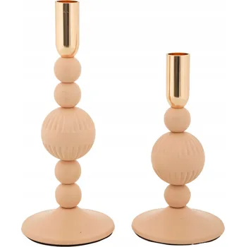 Obraz SADA KOVOVÝCH SVÍCNŮ 20 CM A 25 CM SVĚTLE RŮŽOVÁ