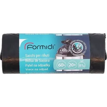 Pytle na odpadky UNIVERZÁLNÍ ČERNÉ SÁČKY NA ODPAD FORMIDI 60 l, 60x80 cm, 20 kusů