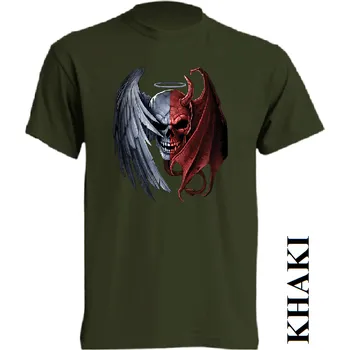 levne-bavlnene-tricko-potisk-andel-dabel Barva: Khaki, velikost: M